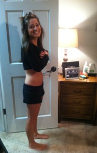 6 Weeks, 2 Days (taken in the morning) - Don't be fooled by the bulge... I've always had a little bit of a tum.