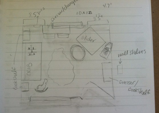 Here's one sketched idea for a nursery floor plan.
