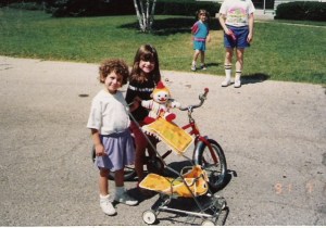 My cousin and I practicing our care giving skills.