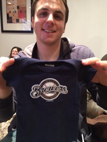 First little sports outfit! Can't wait to take the tiny child to a game... and eat so many hot dog nitrates :)