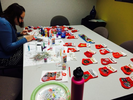 Katie and I using excessive amounts of glitter... in the holiday spirit, of course!