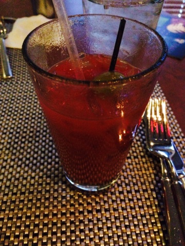 A not-as-delicious-as-the-real-deal, virgin bloody mary that accompanied buffalo wings and french fries.