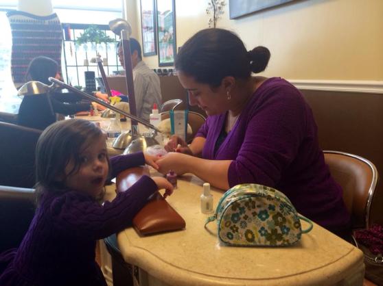Jessie (my sister) painting Gabbers' nails... me in the background soaking in the loveliness of being pampered.