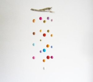 Cute driftwood mobile.