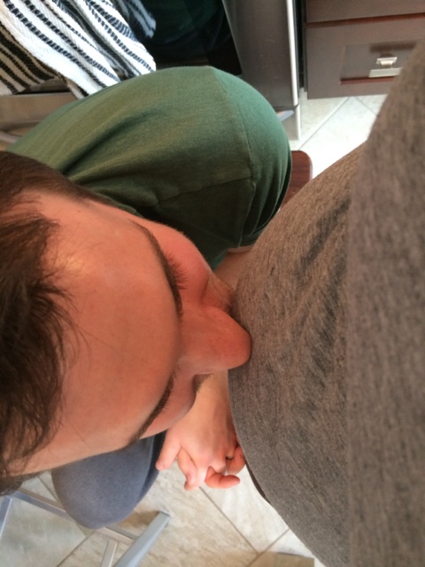 And while we baked, my sweet husband took some time to chat, up-close and personal, with the babers.