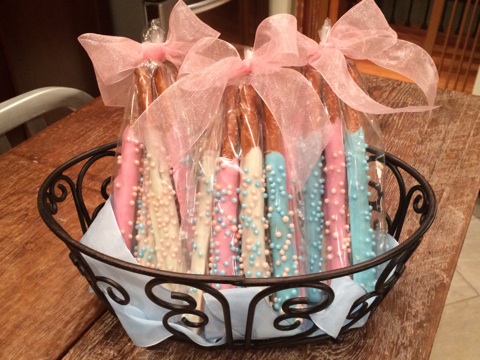 Homemade caramel coated, chocolate covered pretzels... a little bribe.. errr... gift for my doc and nurse!