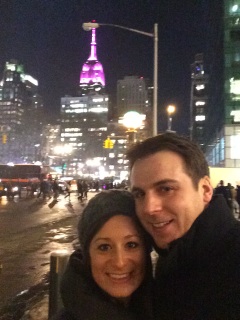 Enjoying the romantic NYC atmosphere on our walk to dinner.