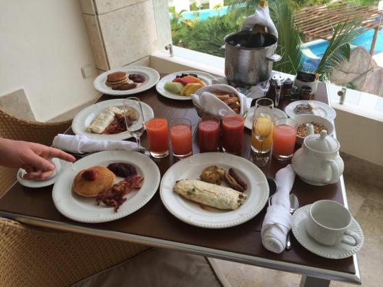 This could be why I gained so much weight this month... breakfast on our balcony.