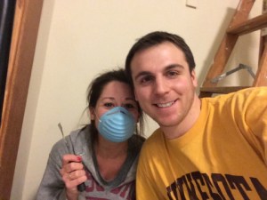 We paused for a picture... still happily painting for our baby girl :)