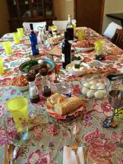 Bright & eclectic table.