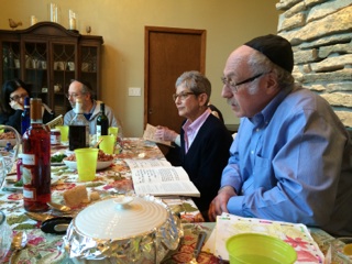 Mark's dad leading the Seder. 