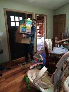 Once we packed up about a pallet and half's worth of gear into the conversion van, it was time to bring it to the house and unload...