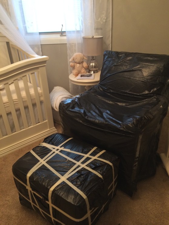 The original chair all wrapped up, compliments of my OCD husband :) 