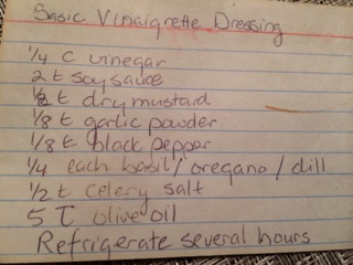 I have to include this salad dressing recipe, because it was AMAZING! Compliments of Kate's momma. SO tasty.