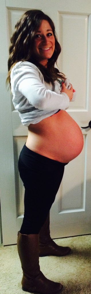 35 Weeks (May 23, 2014). Another week has gone by and now there is literally only 5 left... that feels absolutely crazy. Baby is a giant, mommy is a giant... everything is big now. My belly button is working hard to stay an inny, but definitely pokes out... it's not on outy, but it looks like a volcano. 