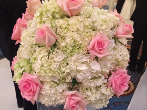 The flower arrangement.