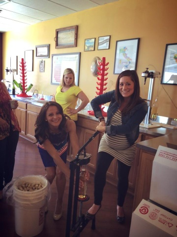 She put me to work... corking a bottle for her table numbers! So fun!