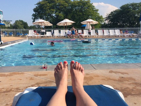 After Pop's, Marky and I relaxed a bit, went for a nice walk with pups, and then went swimming. I swam laps for a little over an hour. It felt amazing. And my feet even recovered a little. Temporarily of course. 