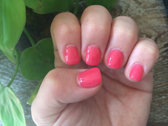 Saturday morning I went for a mani/pedi with mom, sis and my sweet niece. I chose a salmony pink. 